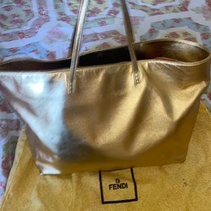 FENDI 💯% authentic gold leather jumbo tote bag